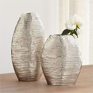 Ensemble de vases de table texturés en argent, faits à la main, de style industriel, en forme de bouteille, pour la décoration de luxe de bureaux et de maisons contemporaines - Product Image 2