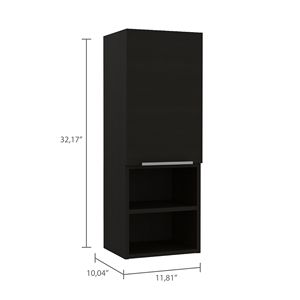 Mobiletto da Bagno Mila con Una Porta e Due Ripiani Interni ed Esterni, Colore Nero - Product Image 4