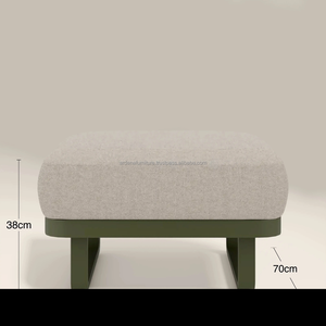 Minimalist Outdoor Garden <b>Sofa</b> Set with Center Ottoman and <b>Side</b> <b>Table</b> Aluminum Frame Beige Cushions Durable Design - Product Image 5