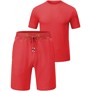 Ensemble de survêtement décontracté pour homme de haute qualité avec logo personnalisé, léger et respirant, t-shirt à manches courtes et short, deux pièces - Product Image 1