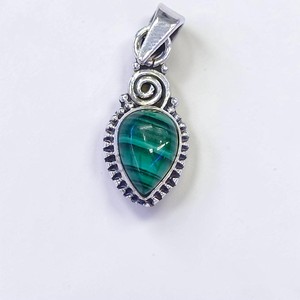Pendentifs légers en argent 925, design artisanal, pierre précieuse malachite, vente en gros, breloques, bijoux - Product Image 3