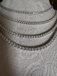 Collier multi-brins en moissanite argentée, bijoux élégants et scintillants de luxe pour femmes, pour mariage, fête et usage quotidien - Product Image 1