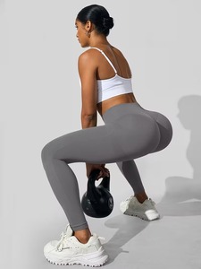 Leggings de sport côtelés à taille haute effet délavé pour femme |   Leggings d'entraînement à haute élasticité |   Vêtements de sport respirants et élégants pour la course à pied - Product Image 4