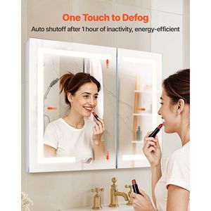 Armadietto a Specchio LED Illuminato 36 X 30 da Incasso a Parete con 3 Colori Dimmerabili e Funzioni HD per Bagno - Product Image 4