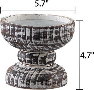 Wood Rustic <b>Candle</b> Holder, 5 Inches <b>Tall</b> Farmhouse <b>Candle</b> Pillar Holder, Distressed Small Plant Stand, Living Room, Dining Room - Product Image 3