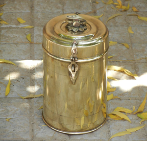 Classic Antique Brass Kitchen Canisters Handles Moisture-Proof Freshness Preservation Flip Top <b>Lid</b> Handcrafted Metcraft BCSF39 - Product Image 4