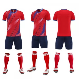 Ensemble de maillot de football blanc et bleu pour homme, manches courtes, col en V, polyester respirant, uniforme toutes saisons, vêtements pour adultes - Product Image 5