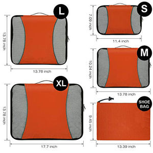 Orange Nylon Packing Cubes Set 4-Piece Luggage Organizers Travel Storage Bags Convenient Compression <b>Suitcase</b> <b>Accessories</b> - Product Image 3