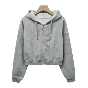 OEM Wholesale High Quality New Design Fleece <b>Cropped</b> Hoodie Top Custom Logo Price Plus Size Winter Season Quick Dry - Product Image 6