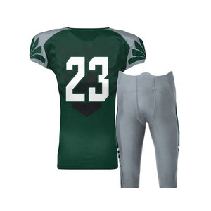 Custom American Football Uniform Green Gray 23 Sublimated Jersey Shorts Men's <b>Athletic</b> Wear Moisture Wicking Mesh Fabric - Product Image 2
