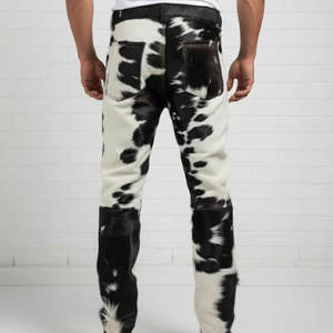 New Trending 2025 Men's Premium Cowhide Hair Own Genuine <b>Leather</b> Flare Pants Bold Stylish Fashion Winter real <b>leather</b> pant - Product Image 2