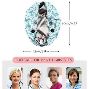 Floral Print Polyester/Cotton Surgical Cap with Buttons and Needle Detection for Unisex Hospital Uniforms <b>Accessory</b> - Product Image 4