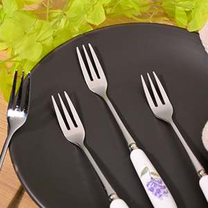 Timeless Serene Mini Metal Dessert <b>Forks</b> Eco-Friendly Lavender Printed Set of 4 for Home & Camping-PC Dinner & Fruit <b>Forks</b> - Product Image 6