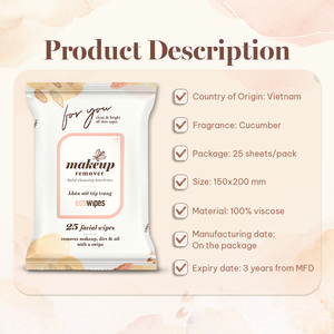 Lingettes écologiques de qualité supérieure à usage personnel lingettes démaquillantes en coton doux parfum de concombre nettoyage des peaux sensibles sans danger pour la peau - Product Image 4