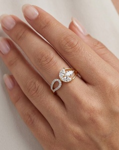 Bague en or massif 14 carats avec diamant de laboratoire, bague feuille de diamant taille marquise, bague de fiançailles en grappe, bijou de déclaration inspiré de la nature, cadeau de mariage - Product Image 6