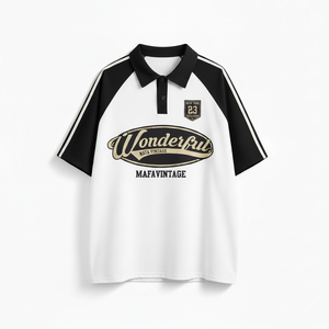เสื้อโปโลผ้าฝ้ายวินเทจคุณภาพสูงสำหรับผู้ชายและผู้หญิง สไตล์ลุคซัมเมอร์สปอร์ตสตรีทแวร์แบบซักแล้ว ทนทาน สามารถสั่งทำได้ - Product Image 1