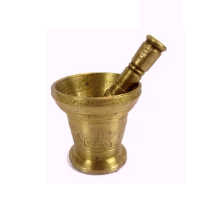 Mortero y pilón de latón de alta calidad con grabado y acabado pulido para moler café y especias manualmente, metal Imam Dasta - Product Image 1