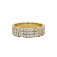 Stapelbarer Voll-Eternity-Ring, klassisch geformter, dreireihiger breiter Ring mit runden, im Labor gezüchteten Diamanten, insgesamt 3,40 Karat, 10K 14K 18K Massivgold