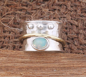 แหวนเงินแท้ 925 ประดับโอปอลธรรมชาติ ทรงวงแหวน สำหรับผู้หญิงและผู้ชาย เหมาะสำหรับงานแต่งงานและงานหมั้น - Product Image 6