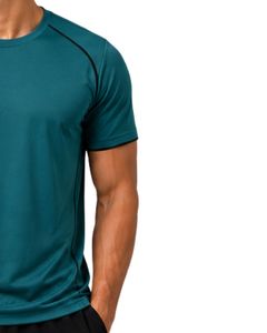 T-shirt de sport pour homme personnalisé bleu sarcelle, à séchage rapide, respirant, pour la gym, la course à pied, en polyester, vêtement de sport - Product Image 4