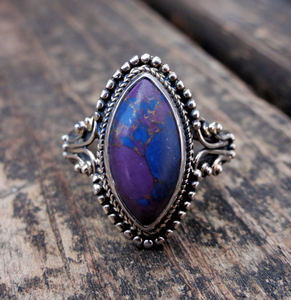 Bohemian Style Purple Copper Turquoise <b>Statement</b> <b>Ring</b> for Women Classic Sterling Silver Wedding Gift <b>Ring</b> - Product Image 1