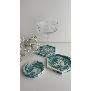 Handcrafted Modern Home <b>Decorative</b> Trays Elegant Oval and Round Resin Design - Product Image 2