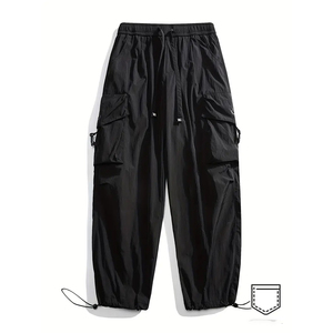 Pantalon cargo personnalisé pour homme, multipoches, en molleton, style streetwear ample, en nylon - Product Image 1