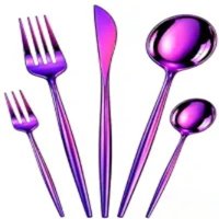 Ensemble de couverts en métal violet glamour, finition miroir haute brillance, résistant à la rouille, pour les dîners de fête, les restaurants, les hôtels, les mariages, utilisation sur la table