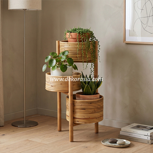Handmade Rattan Plant <b>Stand</b> 3 Tier <b>Corner</b> Shelf for Indoor Outdoor Flower Pot Holder Home Decor - Product Image 2