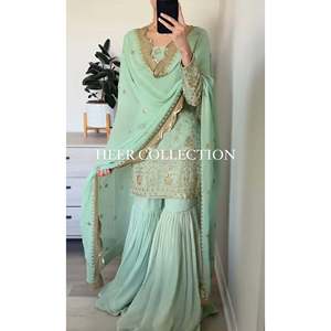 Ensemble haut, palazzo et dupatta pour femmes, vêtements de soirée, pour des occasions élégantes - Product Image 6