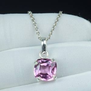 Pendentif en Kunzite rose taille coussin, pierre de naissance de février, en argent sterling 925, bijoux faits main vintage bohème - Product Image 4