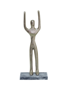 Sculpture Moderne Abstraite en Aluminium - Statue Masculine Métallique Minimaliste avec Bras Élévés pour Décoration Intérieure Contemporaine - Product Image 2
