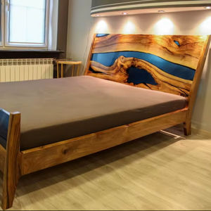 Cabecero de Cama de Madera de Nogal Sólido con Resina Epoxi, Escultura de Madera de Alta Calidad y Bajo Precio para el Hogar - Product Image 1