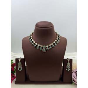 Indian Ethnic Lata Premium Victorian <b>Gold</b> Plated Bridal Necklace <b>Set</b> - Product Image 5