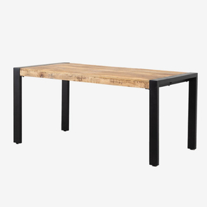 Mesa de Comedor de Madera de Mango con Acabado Rústico Industrial y Patas de Hierro, Acabado Natural, Ecológica, Plegable, para Uso en Restaurantes y Hoteles - Product Image 2