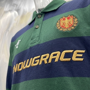 เสื้อรักบี้แขนยาวลายทาง Snowgrace ปักโลโก้ คอปกพับได้ ทรงปกติ สำหรับเด็กผู้ชาย - Product Image 5