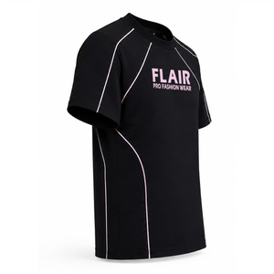 เสื้อยืดแร็กแลนสตรีทแวร์ผู้ชายสั่งทำพิเศษ ผ้าคอตตอนเทอร์รี่ 100% น้ำหนัก 220 กรัม แขนสั้น แต่งแถบสีชมพูตัดกัน พร้อมปักโลโก้ตามสั่ง - Product Image 4