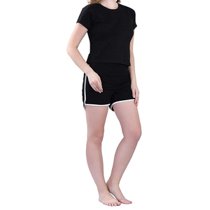 Ensemble deux pièces décontracté d'été 2026 pour femme, grande taille, en polaire brodé, couleur unie, col rond, sans manches, haut et short longueur genou - Product Image 1