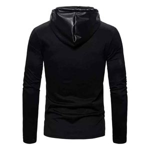 Hoodie d'hiver unisexe haut de gamme en cuir véritable, design numérique uni, pour homme, avec capuche - Product Image 2