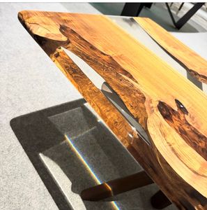 Live Edge <b>Walnut</b> Wood Resin Dining <b>Table</b> Rectangle Wooden Restaurant Kitchen <b>Table</b> Modern Decorative Trays Wood Handicraft - Product Image 4