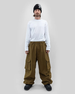 Men Waterproof <b>Cargo</b> <b>Pants</b> Olive <b>Green</b> Loose Fit Elastic Waist Snowboard Streetwear Style - Product Image 2