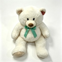 Ours en peluche géant personnalisé avec nœud en satin vert, grand ours en peluche blanc crème, ours en peluche blanc classique