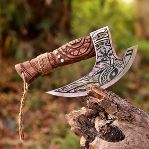 Cuchillo para Pizza Vikingo Hecho a Mano, Cuchilla de Acero con Alto Contenido de Carbono, Hacha de Cocina, Herramienta para Rebanar THEWIZ CRAFTS, Mango de Madera, Garantía de 3 Años - Product Image 6