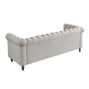 Divano Chesterfield in Velluto Beige da 84,65 Pollici per Soggiorno - Product Image 4