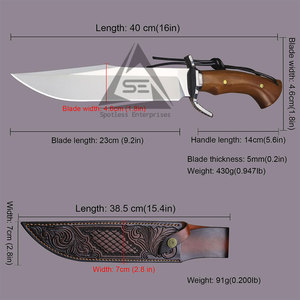 Couteaux Bowie personnalisés de haute qualité en acier inoxydable avec manche en bois, fabrication OEM - Approvisionnement direct d'usine en stock - Product Image 3