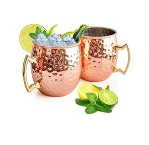 Ensemble de 2 tasses en cuivre martelé, fabriquées à la main, tasses à Moscow Mule avec pailles à cocktail, mugs à Moscow Mule - Product Image 4
