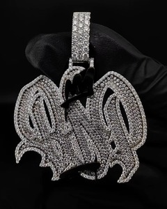 <b>Custom</b> Luxury Men's D VVS Moissanite Pendant <b>Necklace</b> 925 Sterling Silver Hip Hop Pendant Iced Out Letter <b>Name</b> Pendant For Him - Product Image 2