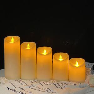 Indoor Decoration <strong>Tall</strong> Ivory Auto-Moving 3D Wick Battery Operated Flameless LED Plastic Pillar <strong>Candles</strong> for Concert Holiday - Product Image 5