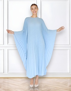Caftan plissé bleu ciel longueur ras du sol 100% coton avec doublure en soie, idéal pour mariage, fête, bord de piscine, grande taille, cadeau pour mère, vacances à la station balnéaire - Product Image 5