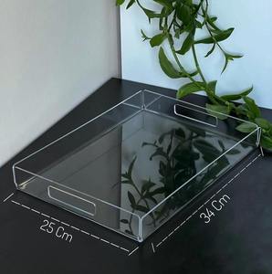 Plateau décoratif en acrylique transparent, élégant plateau de service pour la maison et le bureau - Product Image 2